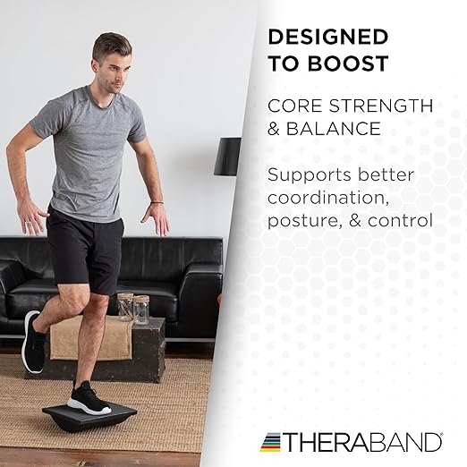 THERABAND Rocker Board Stability and Balance Trainer, Lateral Wobble Board, Core Strength Balance Board for Adults, Physical Therapy, Agility Training, Compact Non-Slip Design