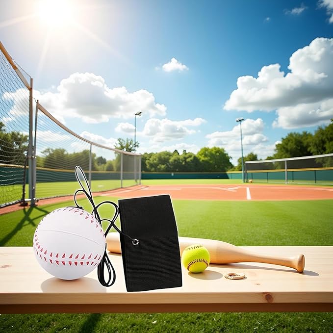 White Wrist Return Ball, Sports Wrist Balls on a String, Rubber Rebound Bouncy Wristband Balls on Elastic String Sports Reaction for Wrist Exercise or Play Tennis, Baseball（2.36 in）