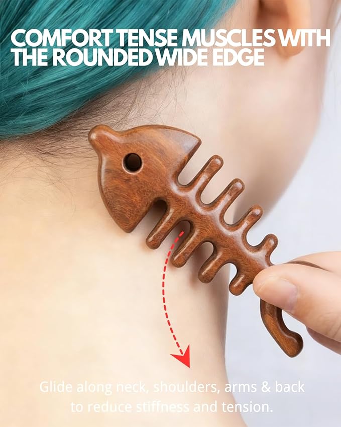 Tinuos Fishbone Massage Tool,4-in-1 Full Body Massager for Neck, Back, Head & Eye Relief – Deep Tissue Trigger Point, Acupressure & Scalp Massage – Portable Manual Relaxation Tool