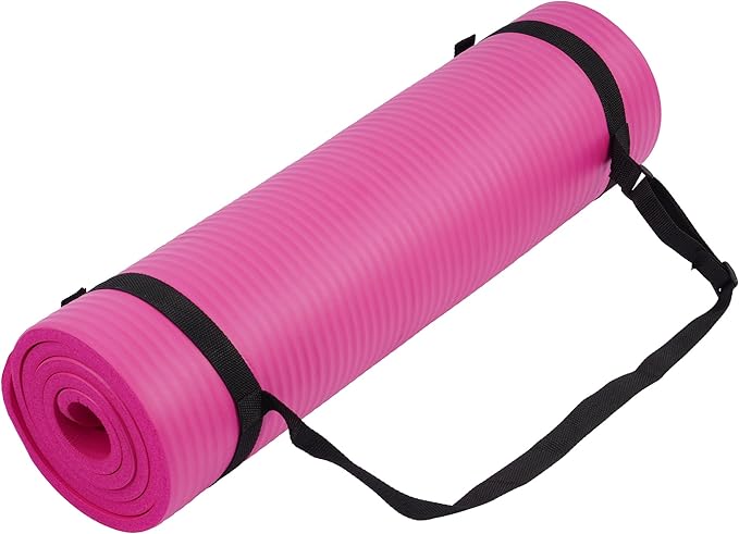 Fitvids Yoga Mat, 1/2-Inch Extra Thick High Density Exercise Mat, Anti-Tear Exercise Yoga Mat with Carrying Strap, Suitable for Various Yoga Exercises