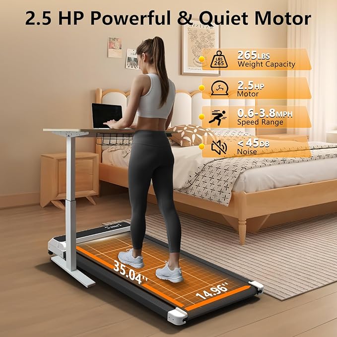 3-in-1 Walking Pad with Incline,2.5 HP Under Desk Treadmill for Home Office,265 LBS Compact Walking Treadmill with LED Display,No Assembly