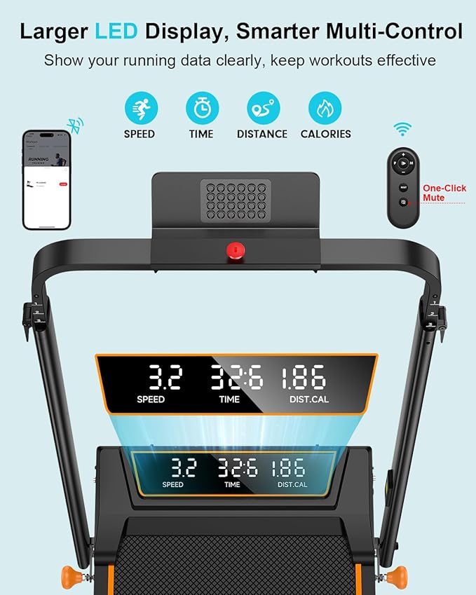 Walking Pad with 12% Incline/Adjustable Height, Upgraded 3.5HP Walking Pad with Handle Bar, 4 in 1 Foldable Under Desk Treadmill, Electric Portable Treadmills for Home 350LBS, LED Display