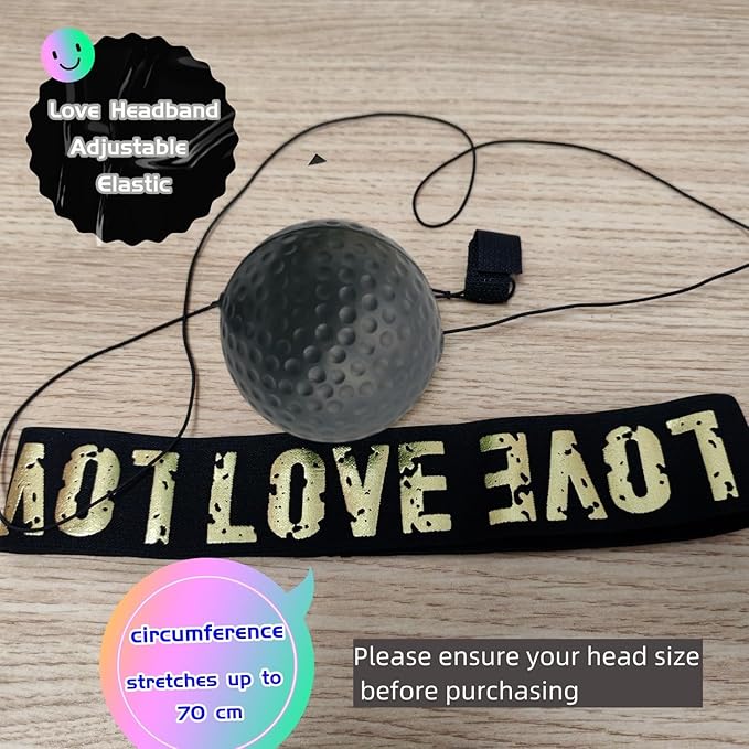 Sports Reaction Ball Boxing Reaction Training Ball, PU Reflex Ball Head-Mounted Love Adjustable Elastic Band, Perfect for Fighting Skills, Reaction Speed, Hand-Eye Coordination Training