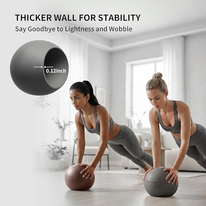 Pilates Ball 8 inch, Small Yoga Ball Extra Thick, Mini Pilates Ball with Pump, Non-Slip Surface Small Exercise Ball for Physical Therapy, Stretching, Strength & Core Training