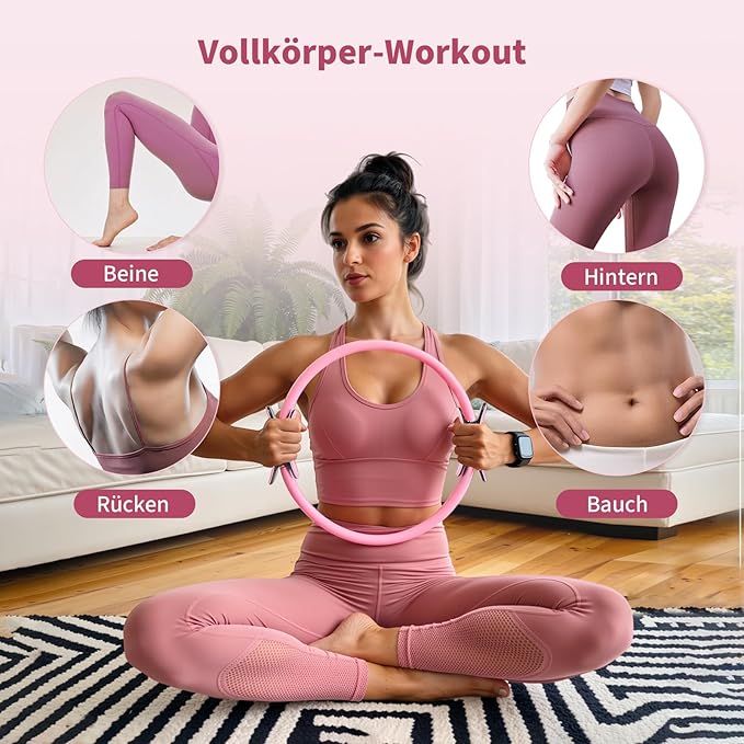 Pilates Ring Set for Women, Pilates Equipment with 5 Resistance Bands & Accessories, Pilates Ball, 14'' Magic Circle Hoop, Pilates Starter Kit for Beginners at Home