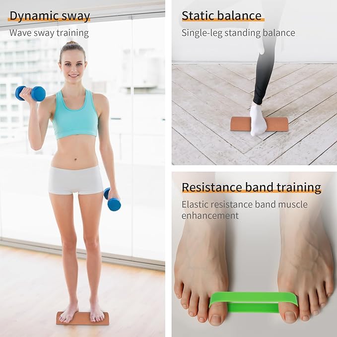Cork Balance Board, Ankle Stability Trainer & Foot Strengthener, Textured Natural Cork Wobble Board for Proprioception, Mobility & Physical Therapy, Balance Trainer for Adults & Seniors, Home Gym Fall-Prevention Training