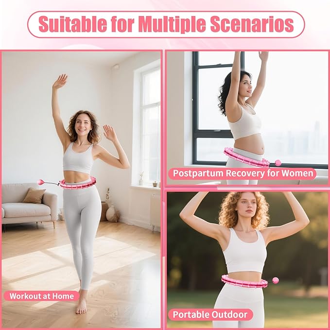 65 Inch Adjustable Fitness Waist Hoop – 32 Detachable Links, Quiet Non-Drop Fitness Tool for Adults Weight Loss, Plus Size Exercise Hoop for Women & Beginners