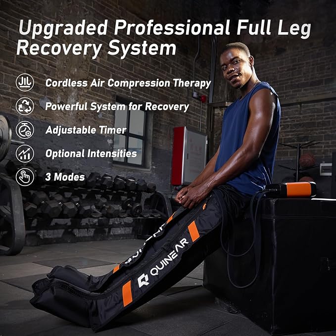 QUINEAR Professional Leg Recovery System, Cordless Air Compression Boots with Sequential Compression, Leg and Foot Massager, Fast Recovery Therapy for Athletes, FSA-HSA Eligible (Medium)