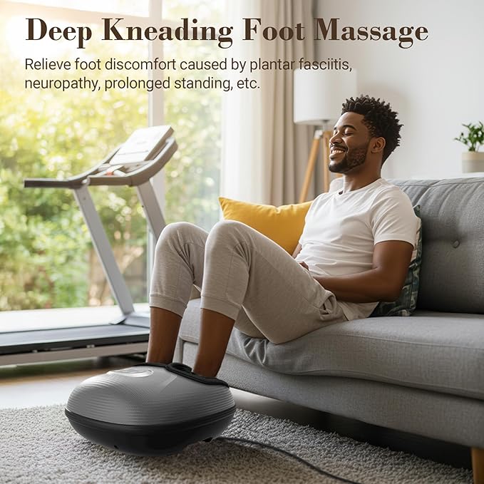 Foot Massager with Heat, FSA Eligible HSA Shiatsu Foot Massager Machine for Plantar Fasciitis, Adjustable Vibration & Pressure for Neuropathy Pain, Women Men Gifts, Fits Up to 12"(Gray)
