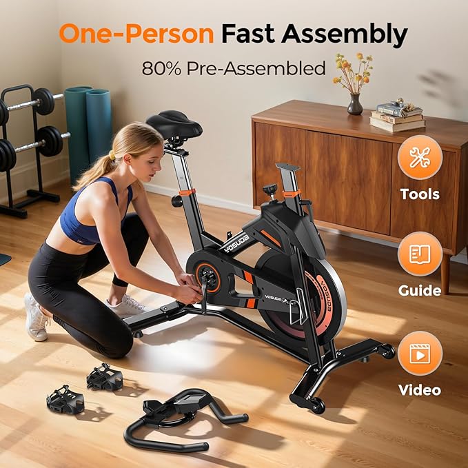YOSUDA PRO Magnetic Exercise Bike 350 lbs Weight Capacity - Indoor Cycling Bike Stationary with Comfortable Seat Cushion, Silent Belt Drive 010C