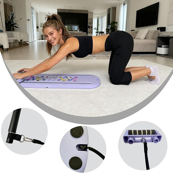 Pilates Reformer,Mini Portable Foldable Pilates Board for Home Workout,Multifunctional Pilates Reformer Sets for Women