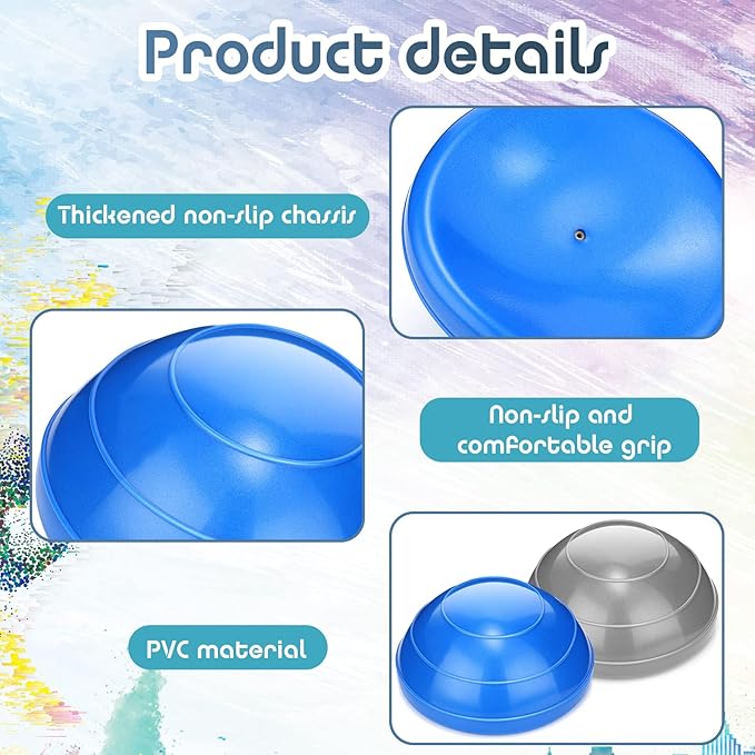 Sratte 4 Pcs Balance Pods Diameter Unisex Workout Balance Pods Trainer Dots Exercise Half Ball Inflatable Stepping Pads for Kids Adults Strength Flexibility, Blue Gray