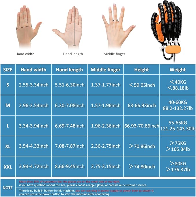 Rehabilitation Robotic Gloves, Portable Hand Therapy Gloves for Stroke, Hand Recovery Glove Equipment, Hand Exerciser for Arthritis, Finger Training, Cerebral Palsy