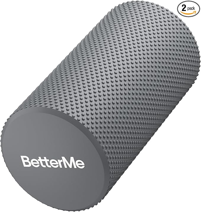 BetterMe Foam Roller for Muscle Recovery – High Density Exercise Roller for Back &Legs – Deep Tissue Massage Roller for Tension, Relief & Stretching (Stone Gray)