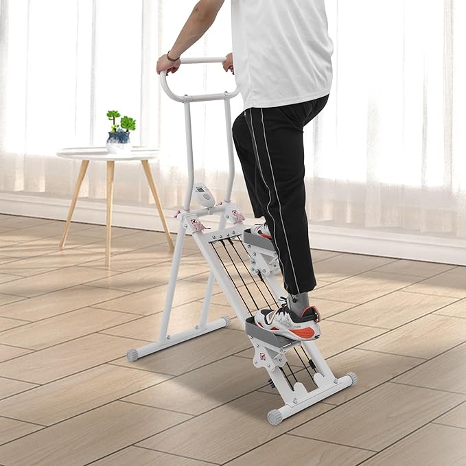 Stair Stepper for Home Gym, Folding Vertical Climber Cardio Exercise Machine Machine, Cardio Exercise Climber with Adjustable Handlebar, Stair Climber for Full Body Workout for Women & Men