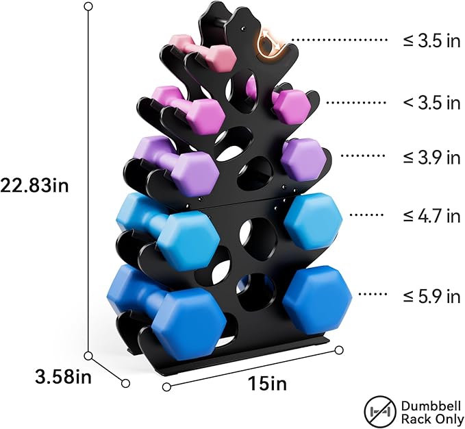 4 Tier Dumbbell Rack, Weight Rack For Home Gym, Dumbbell Stand for Free Weights
