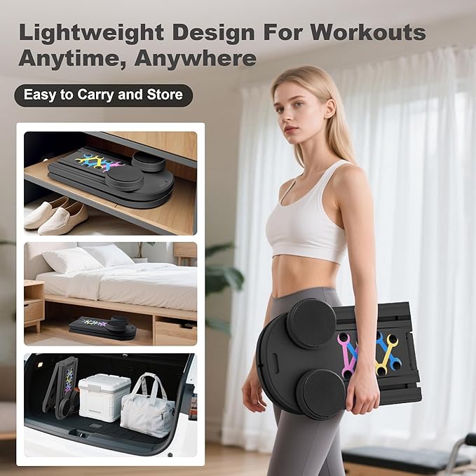 6 in1 Pilates Board, Multi-Purpose Pilates Reformer Set, Foldable Abdominal Board, Pilates Reformer Board for Home, Workout Equipment, Abs Workout Equipment, Core Workout Equipment