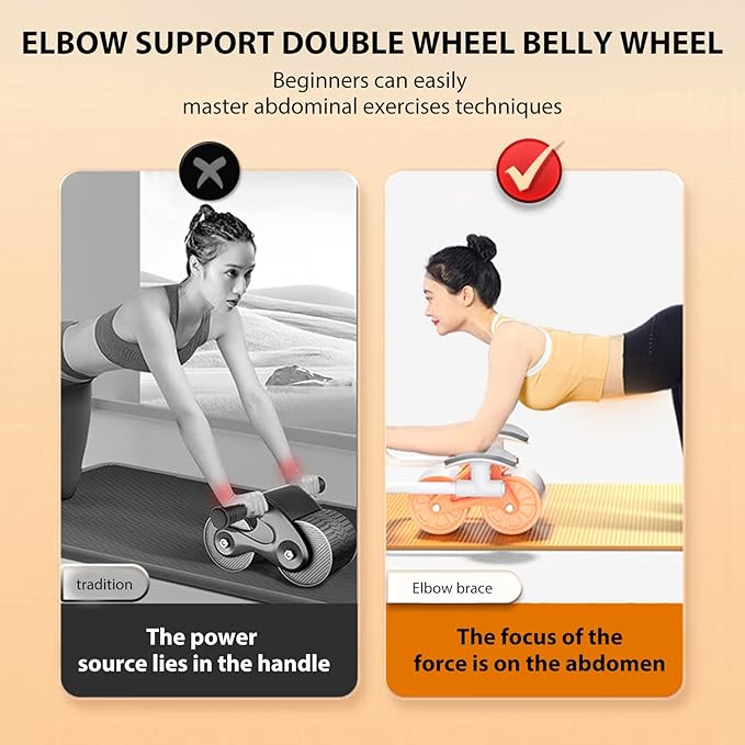 Uota Elbow Support Automatic Rebound Abdominal Wheel，Ab Roller for Abdominal Exercise Machine，Abs Workout Equipment，Dolly Core Strengthening Trainer Fitness Belly Training