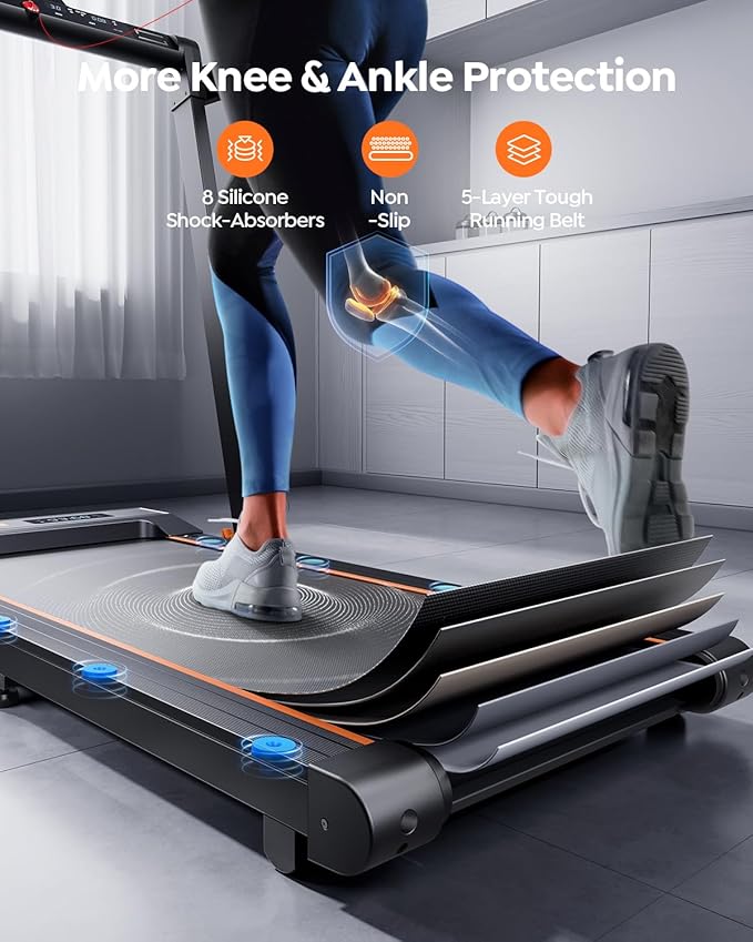 Foldable Treadmill with 0-15% Incline and Handle Bar, 2.5HP Treadmills for Home, Under Desk Treadmill with 300LBS Capacity, Walking Pad with Speaker, APP/Remote Control