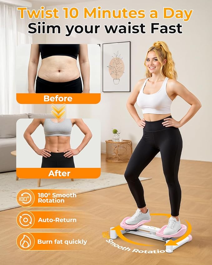 OWLSKY Waist Twister Machine Exercise, Ab Twist Board with 330 lbs Weight Capacity, Abs Workout, 20dB Home Gym Equipment for Women Men