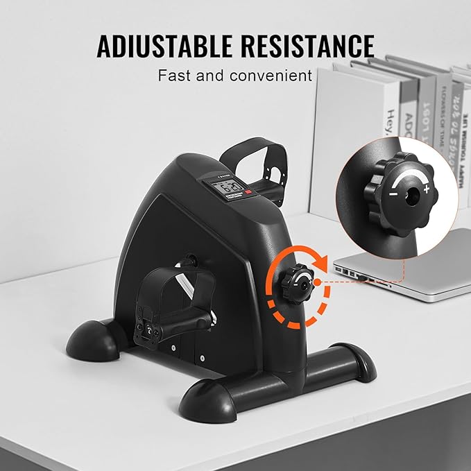 Happybuy Under Desk Bike Pedal Exerciser,Multi-level Resistance Pedal Exerciser for Home Office Workout,Mini Exercise Bike for Arm/Leg Exercise,Cycling Portable Peddler with LCD Display & Non-Slip Mat