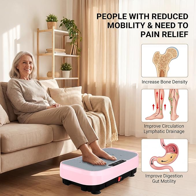 MASYN Vibration Plate Exercise Machine for Lymphatic Drainage 120 Levels Whole Body Vibrating Platform with Resistance Bands & Bluetooth 440 lbs Capacity Shaker Board Workout Equipment for Weight Loss
