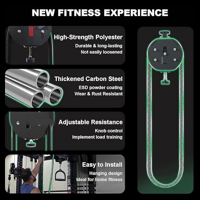 Endless Rope Machine for Home Gym - Adjustable Tricep Rope Attachment, 150kg Load Capacity, Max 30kg Resistance, Full Body Workout, Strength & Cardio Training Equipment