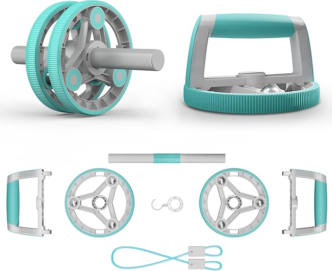 Elevens Ab Roller Wheel for Training Abdomen & Core Strength, 14-in-1 Exercise Equipment for Abs Workout at Home Gym Fitness Yoga for Women（Green)