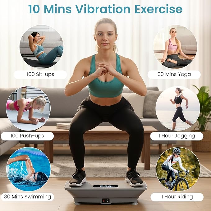 Goplus Vibration Plate Exercise Machine, Vibrating Platform for Lymphatic Drainage w/Remote, LED Display, Home Workout Full Body Shake Board for Weight Loss