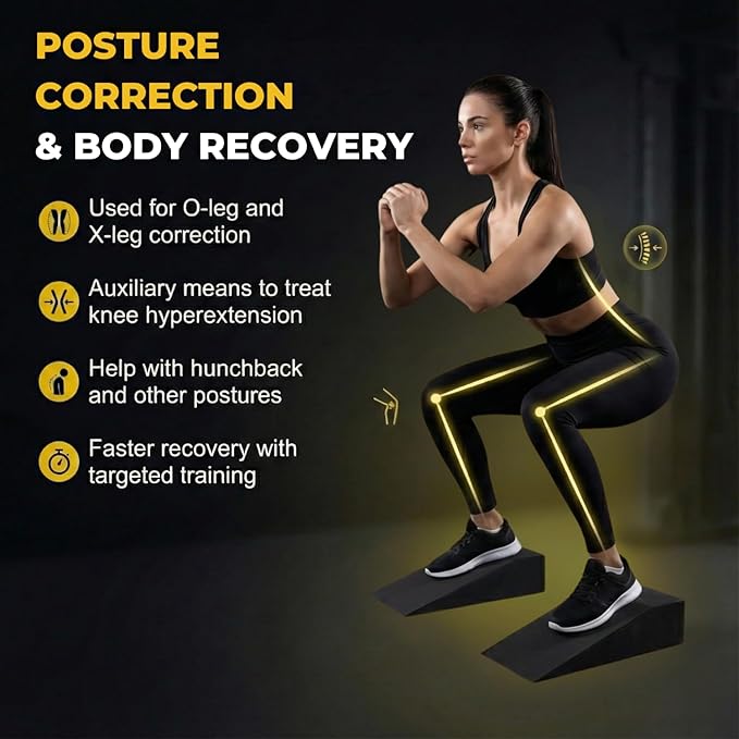 Squat Wedge Block for Heel Elevated Squat Weightlifting Calf Stretcher Slant Board for Mobility Balance and Strength Performance Pack of 2