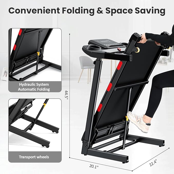 3.5 HP Auto Incline Treadmills for Home - Adjustable Height Handle Bars, 8.7 MPH, Wide Belt, 300+ lb Capacity, APP Control