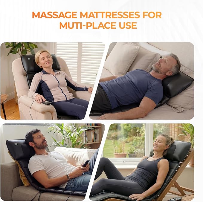 Shiatsu Full Body Massage Mat with Heat, Detachable Massager Pad, 10 Vibrating Motors, 9 Intensity Levels, Deep Tissue Pain Relief for Back, Neck & Legs – Relaxation at Home or Office