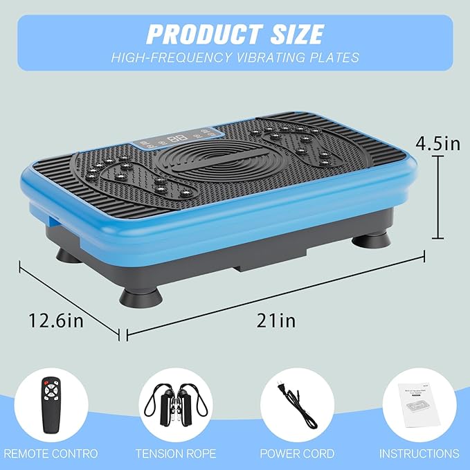 Vibration Plate Fitness Platform Exercise Machine Vibrating Lymphatic Drainage Shaking Full Body Shaker Workout Vibrate Stand Shake Board Sport Gym for Weight Loss Fat Burner for Women Men