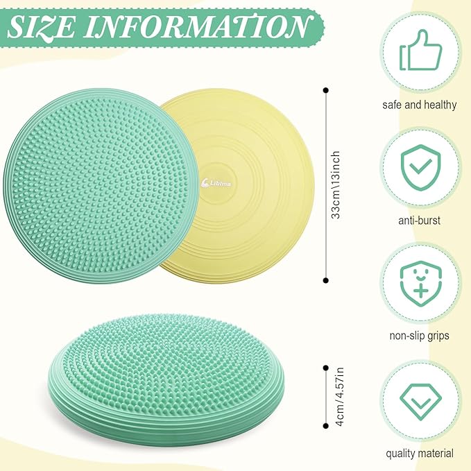 Libima 2 Pcs Wobble Cushion Wiggle Seat Flexible Sensory Seating Balance Disc Board for Men Women Physical Exercise Improving Posture Home Office