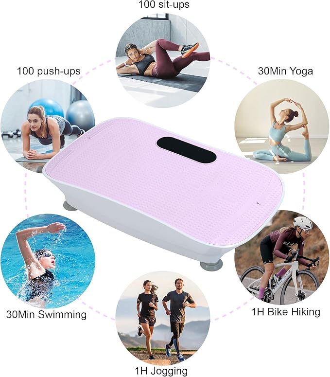 Silent Vibration Platform, 10-Frequency Shaking Machine for Weight Loss and Fitness Massage with Noise-Reduction Motor and 3 Modes for Home Workout Unisex Pink