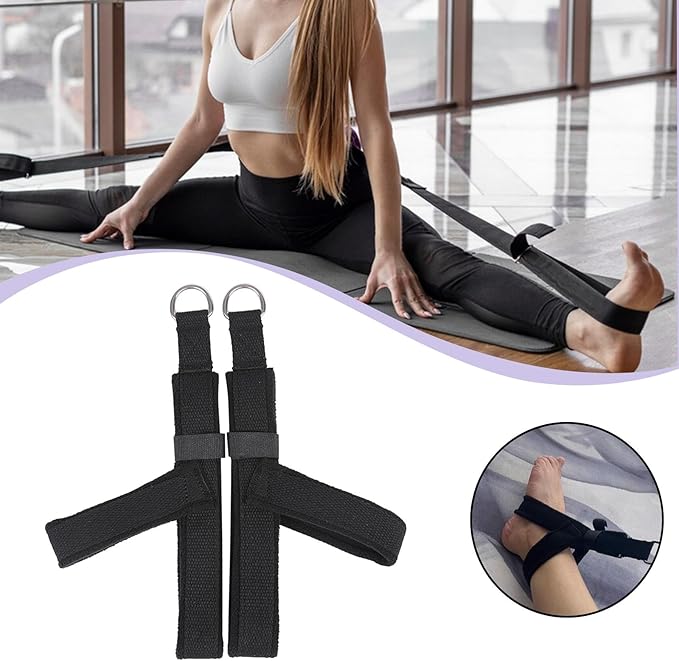 2X Pilates Straps Yoga Straps Strength Training Flexible Core Equipment Reformer Strap Fitness Belts for Studio Adults Gym
