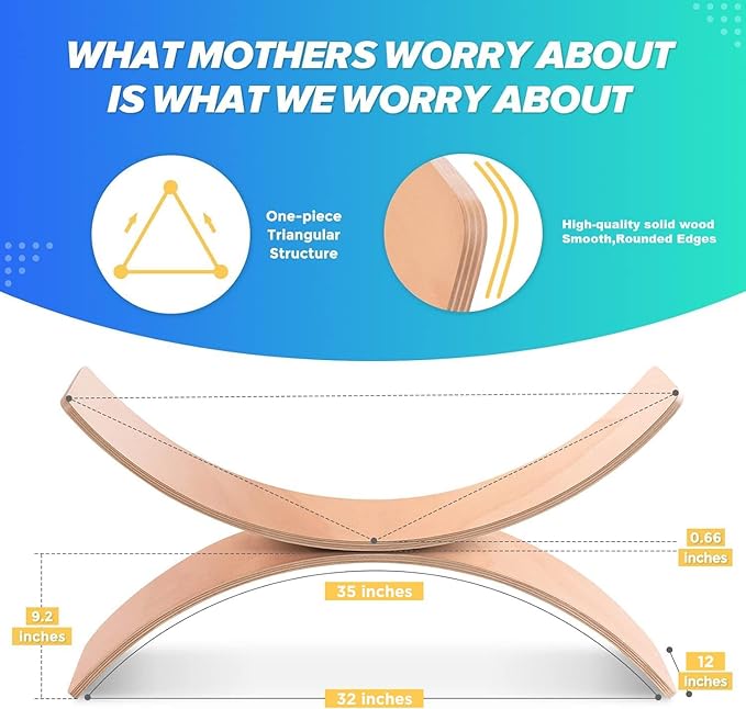 35" Balance Board Kids | Montessori Wobble Board for Toddlers Ages 3-5, Natural Wood Open-Ended Waldorf Sensory Toy for Indoor & Outdoor Play, Core Balance Trainer, Birthday & Christmas Gift 2026