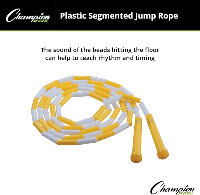 Champion Sports Plastic Segmented Jump Ropes – 7 to 16 ft Lengths – Fun, Durable Ropes for All Ages, Available in Multiple Color Options, Great for Cardiovascular Fitness & Rhythm
