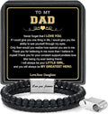 LUXEJEW Gifts for Men - Beaded Leather Bracelet 6mm Matte Agate Stone Bracelets for Men Dad Son Husband Boyfriend Grandpa Grandson Brother Uncle Nephew Adjustable Magnetic Clasp