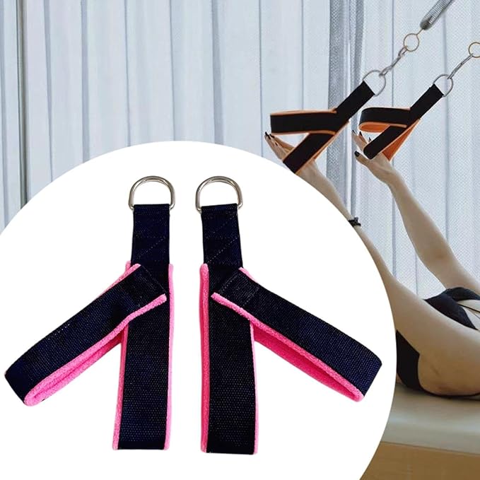2Pcs Pilates Straps Reformer Straps D Ring Core Waist Back Leg Y Loops Fitness Straps Yoga Straps for Exercise Men Home Women