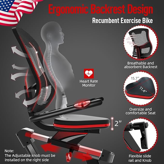 HARISON Exercise Bike 400 lbs Capacity, Easy Assembly Magnetic Recumbent bike for Adult and Seniors with Arm Exerciser , Recumbent Stationary bike for Home, 2 in 1 LCD Monitor and Tablet Holder (Same-day Shipping service）