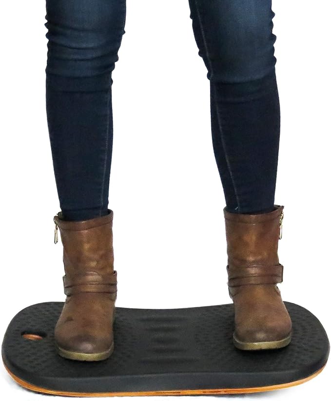 Balance Board for Standing Desks | Bentwood Frame with Comfortable Padding makes the perfect Anti Fatigue Mat or Floor Comfort Mat at your Stand Up Desk (Black, 20" Wide)