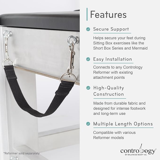 Balanced Body Contrology Pilates Reformer Footstrap, Cotton Foot Strap, Pilates Equipment Accessory, 27 inches