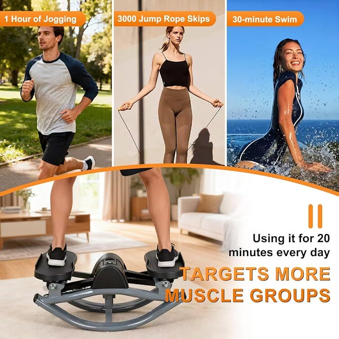 Rock Stepper, Side to Side Stepper Machine with Non-Slip Floor Mat and Resistance Band, Home Exercise Steppers for Legs, Glutes, Abs