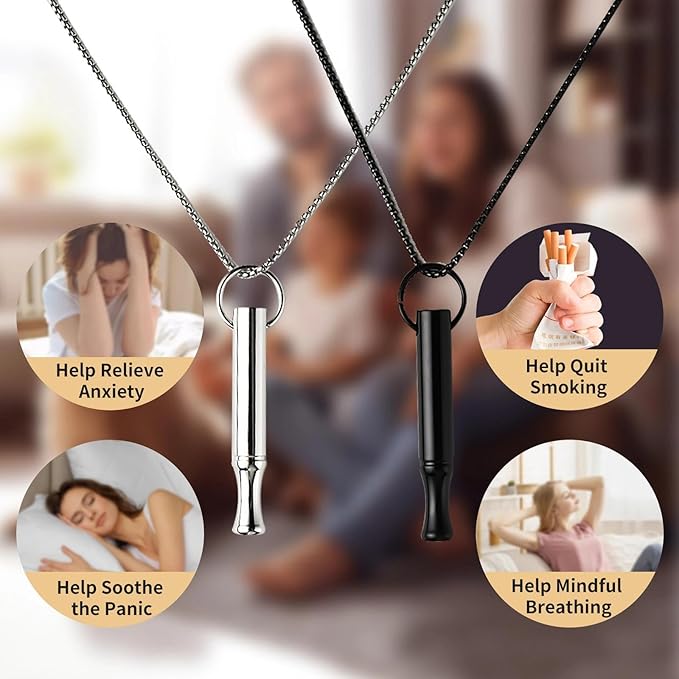 Breathing Necklace for Anxiety Relief Breathlink Stop Smoking Vaping Necklace Quit Smoking Aids Fidget Necklace for Smoking Cessation Fum Vaporless Smokeless Inhaler for Men Women Adult