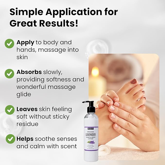 Lavender Massage Lotion Body Moisturizer with Organic Shea Butter & Grapeseed Oil, Vegan, Ideal for Massage Therapy, Spas, and Home Body Cream