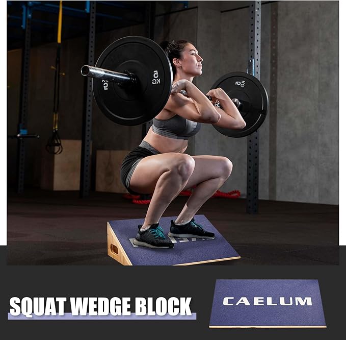 CAELUM Slant Board for Squats, Training Incline Board for Knees Over Toes, Wooden Non-Slip 25 Degree Incline Durable Board for Calf Stretch, Weightlifting, Fitness, 1000 Lbs Weight Capacity