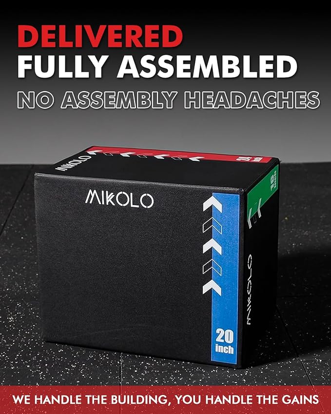 Mikolo 3-in-1 Foam Plyometric Box – Soft Jump Box with Solid Wood Core, High-Density Foam and Non-Slip Cover – No Assembly Required for Home Gym Workout