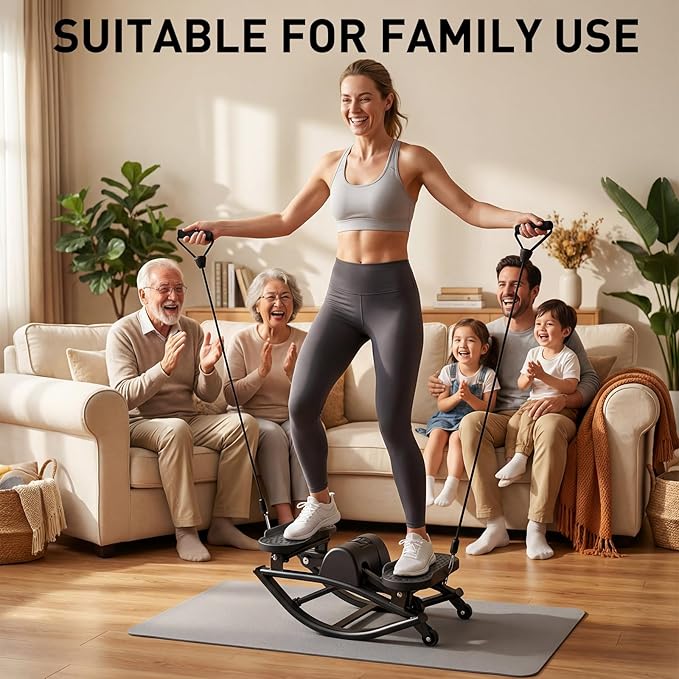 Rock Stepper Side-to-Side Lateral Rocking Fitness Stepper for Women, Rock and Roll Stepper Exercise Rocker with Digital Monitor & Resistance Bands,Step Rocker Machine for Home Workout