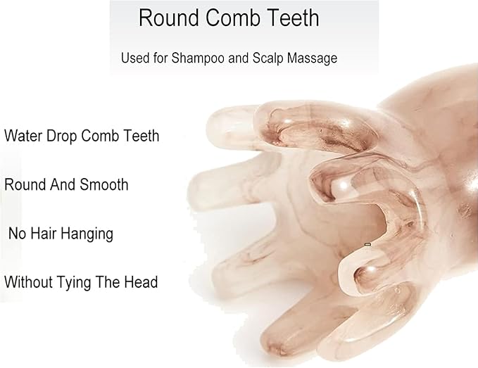 Manual Scalp Massager - 2 Piece Head Massager Comb Set | Headache & Stress Relief Acupressure Tool with 8 Flexible Nodes, Portable Head Scratcher for Home, Office, and Travel Scalp Care